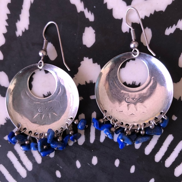 Sterling Silver and Lapis Earrings - Picture 2 of 2